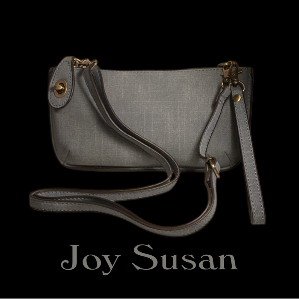 NEW JOY SUSAN Crossbody Wristlet Clutch Washed Denim Light Blue